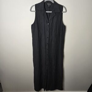 Finity Womens Dress Size 12 Silk Linen Button Front Maxi Lagenlook Minimalist